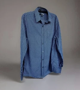 Murano Herren Slim Fit Langarm Hemd Blau Schwarz Weiß Geometrisch Knopfleiste Gr. L - Bild 1 von 18