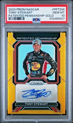 POP 1 TONY STEWART ORO AUTÓGRAFO 2023 PANINI PRIZM NASCAR PAT-PENMANSHIP 10/10 Foto 1 de 2