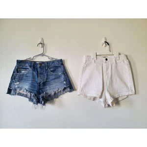 Abercrombie Pretty Things Set of 2 Jean Shorts XS White Blue High - Picture 1 of 15