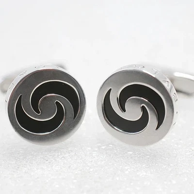 Bvlgari Cufflinks Allegra Optical Sterling Silver Onyx 15x15mm Pre-owned - Image 1 of 4