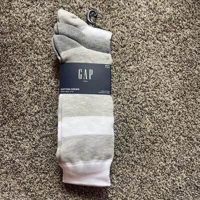 New Gap Men Cotton Blend Crew Dress Socks 3PK Heather Gray/white/dark Grey 6-12 - Image 1 of 4