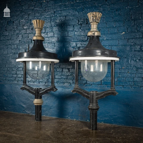Vintage Pair of Large Westminster Street Lamps Top Lights Cover