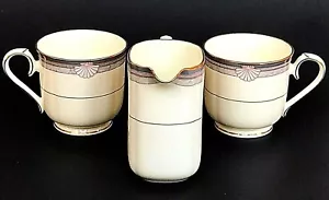 Noritake Creamer and 2 Cup SET Stanford Court Japan Bone China Shell 9748 Vtg - Picture 1 of 12