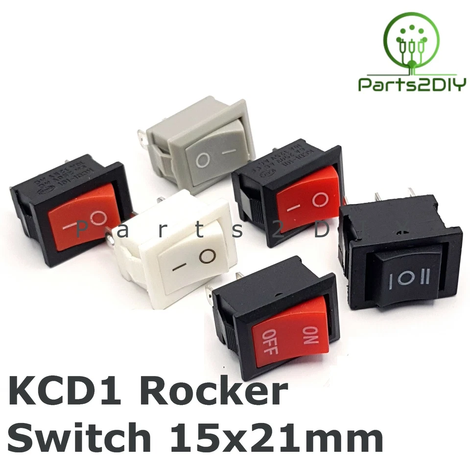 KCD1 Rocker Switch 15x21mm 2/3/4/6 Feet Different Colours ON/OFF 1/O IOII UK - Image 1 of 1