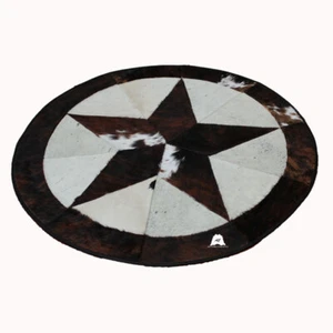 Alfombra redonda de cuero de vaca Patchwork Star - tamaño 40 pulgadas - Imagen 1 de 3