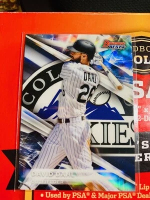 V66 2016 Bowman's Best David Dahl Colorado Rockies Baseball Card REFRACTOR - Image 1 of 2