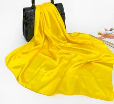 Bufanda cuadrada grande de satén sensación de seda cabeza cuello envoltura color liso bufandas chal 35" Foto 1 de 4