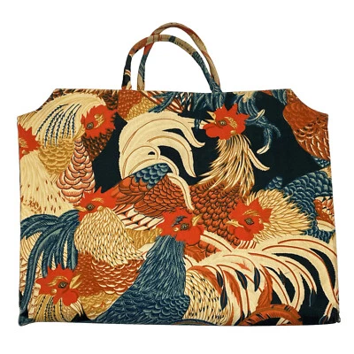 Bolso de Mano Grande de Tela Vintage MARGARET SMITH Gardiner Maine Estampado de Pollos Foto 1 de 4