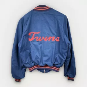 Minnesota Twins Bomber Jacket Vintage MLB Baseball Blue Kids Flocked Letters - Picture 1 of 12