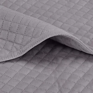 Grey Quilted Minky Velvet Weighted Blanket Cover ~ 48X72 Twin ~ Fast Shipping - Picture 1 of 3