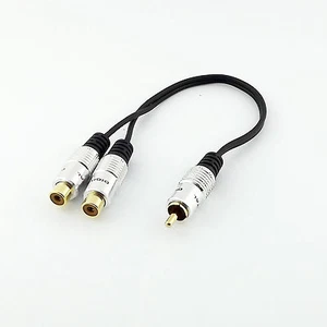 RCA Phono Male to 2 RCA Female Jack Y Splitter Audio Video AV Adapter Cable 25cm - Picture 1 of 5
