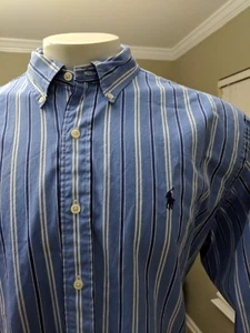 Herren Ralph Lauren blau gestreift Knopfleiste L/S Hemd Classic Fit XXL  - Bild 1 von 6