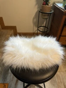 Vintage Girls Ivory White Faux Fur Hand Muff Lined 12” X 8” Very Clean &  White - Picture 1 of 4