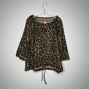 Hearts of Palm Woman Jaguar Cheetah Print Draw String Waist Sweater Top Size 2X - Picture 1 of 9