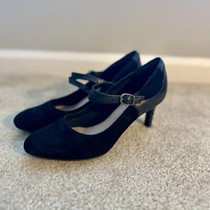 Clarks Dancer Reece Black Suede Mary Jane Heel Women's Heels Size 8.5M - Picture 1 of 5