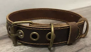 Echtleder Hundehalsband 14,6”-18,5” Hals (35-44cm) braun 1 1/8” breit - Bild 1 von 6