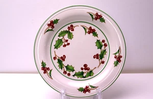 White Christmas by Sango Salad Plate (s) Green Holly Red Berries on Rim & Center - Picture 1 of 4
