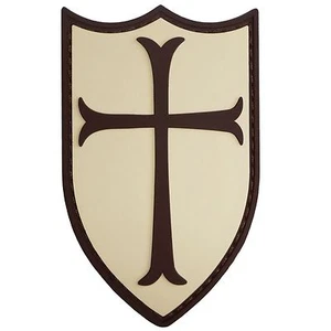 Airsoft Crusader Cross Escudo Goma 3D Azul Marino Sellos Parche Tan & Marrón PVC - Bild 1 von 3
