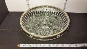 Vintage Candy Dish Silver and Cut Glass 3 Partition - Picture 1 of 4