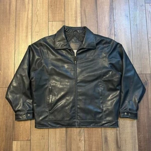 Arizona jean company faux leather black cropped leather bomber jacket large - Picture 1 of 5