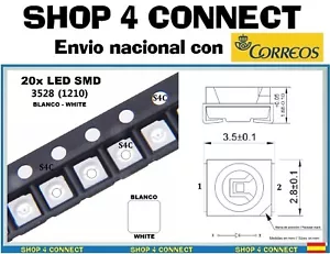 20 Diodos LED SMD BLANCO WHITE 3528 / 1210 CAR automocion ARDUINO 3.5 x 2.8 - Imagen 1 de 2