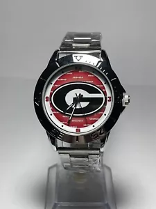 Orologio Georgia Bulldogs College Team Logo Uomo Acciaio Inox Argento NUOVO - Foto 1 di 8