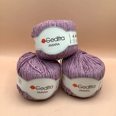 Gedifra Amara Novelty Cotton Mix Yarn Purple 50g Set Of 3 - Image 1 of 4