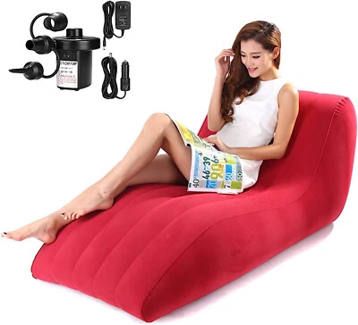 PLKO Inflatable Portable Sofa Lounge Chair For Bed Living Room Travel + Air Pump - Image 1 of 4