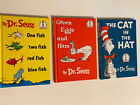 Lot de livres à couverture rigide Dr. Seuss One poisson, œufs verts et jambon, chat dans le chapeau 