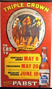 1967 Pabst Blue Ribbon- Triple Crown Racing on CBS TV Tavern Advertising Poster - Picture 1 of 5