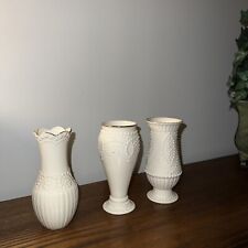 Lenox Vase Lot Of 3 Pieces Small/Medium Cream Color, 24kt Gold Rim
