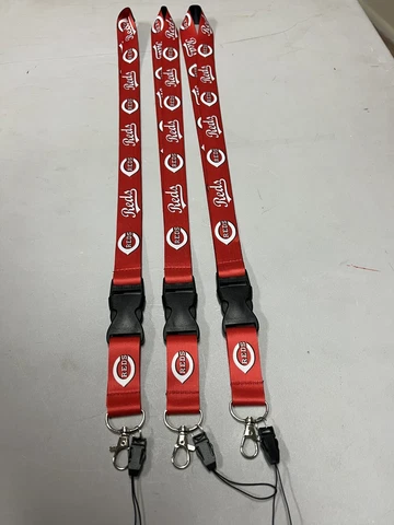Cincinnati Reds Baseball MLB Lot Of 3 Lanyard Key Ring Keychain Safety Clip New Cover