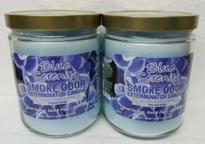 Vela tarro Smoke Odor Exterminator 13 oz, juego de dos velas serenidad azul. Foto 1 de 2