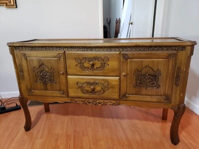 Solid Wood Hand Carved Sideboard PRICE DROP! 11/4/25 XMAS SALE! - Image 1 of 4