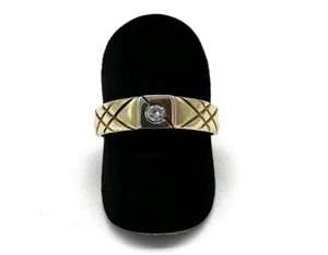 585/- 14kt Gold Ring, simulierter Diamant, rund, Gr. 62, Muster, guter Zustand. - Bild 1 von 3