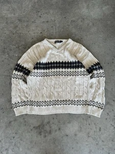 VTG Trader Bay cable knit Sweater size large Grandpa Cosby made in USA - Picture 1 of 5