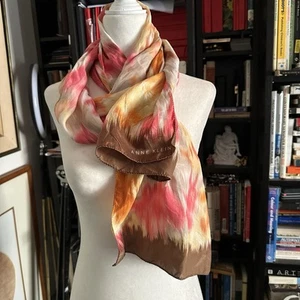 Anne Klein Abstract Floral Multicolor 100% Silk Oblong Scarf 61" x 13.5" Vintage - Picture 1 of 11