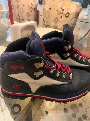 Timberland Euro Hiker Hiking Boots Red White & Blue PREMIUM Suede Sz 13 - Image 1 of 4