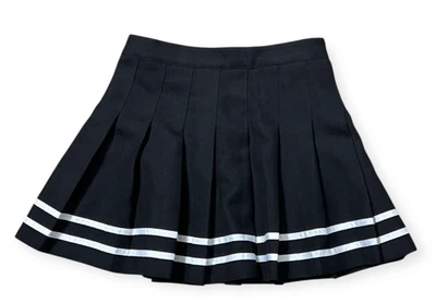 H&M Divided Pleated Mini Skirt Black Navy Tennis Cheer Skirt Ribbon Trim Size 8 - Image 1 of 4
