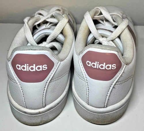 Sneakers Adidas da donna in pelle bianca a righe malva taglia 8