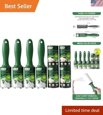 Rodillos de pelusa extra pegajosos 800 hojas - Depiladora para mascotas con 4 asas ergonómicas Foto 1 de 4