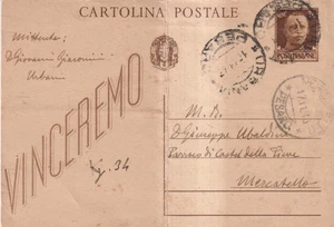 Vinceremo - Cartolina Postale - Viaggiata piccola bianco e nero con francobollo - Picture 1 of 2