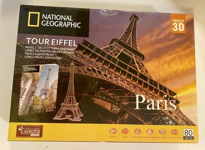 National Geographic Eiffel Tower Paris  3d Puzzle Francophile! NEW SEALED  - Image 1 of 3