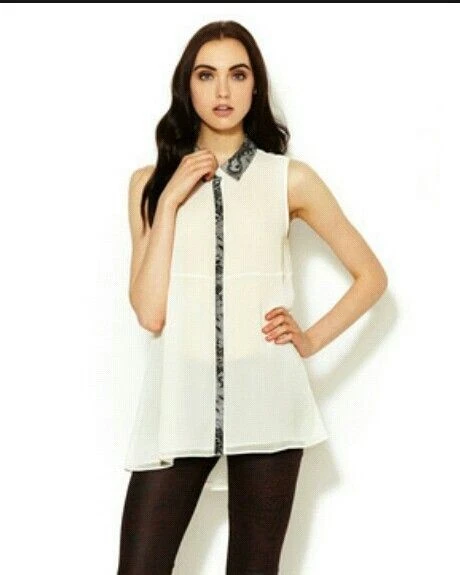 Túnica sin mangas ERIN by Erin Fetherston con ribete de encaje ¡NUEVA CON ETIQUETAS! 10 Foto 1 de 1