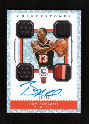 2017-18 Panini Cornerstones Bam Adebayo RC Quad Jersey Patch Auto RPA  05/75 - Image 1 of 2