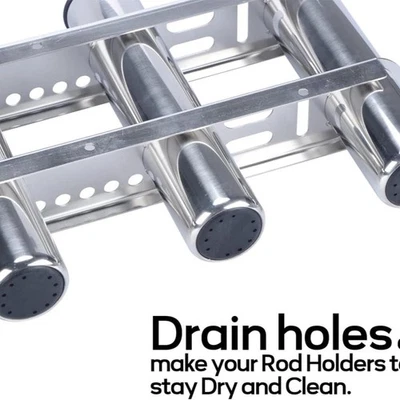 4 Tubes Fishing Rod Holder Marine Stainless Steel Flush Mount Boat Rod Rack  & - Image 1 of 4