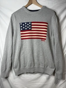Vintage CHAPS Ralph Lauren Pullover Herren L grau USA amerikanische Flagge Rundhalsausschnitt Y2K - Bild 1 von 14