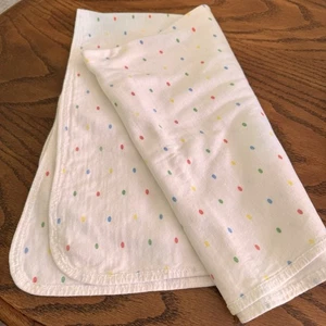 Vintage Carters Multi Colored Polka Dot Cotton Receiving Baby Blanket 28x32 USA - Picture 1 of 6