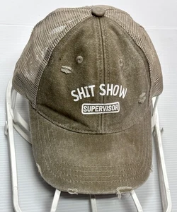 Sh$$ Show Supervisor Sombrero Envejecido Malla Snapback Marrón Oliva Verde Uni Bordado - Imagen 1 de 5