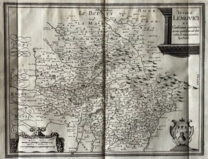 Totius Lemovici Merian grabado en cobre mapa Topographiae Francia Limoges 1655-61 - Imagen 1 de 9
